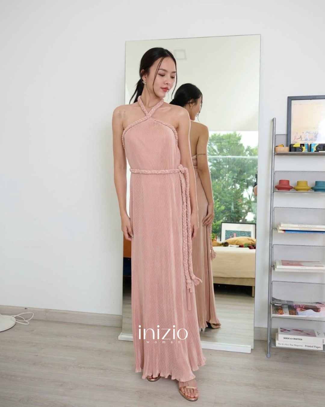 Jose Pleats dress in Pink