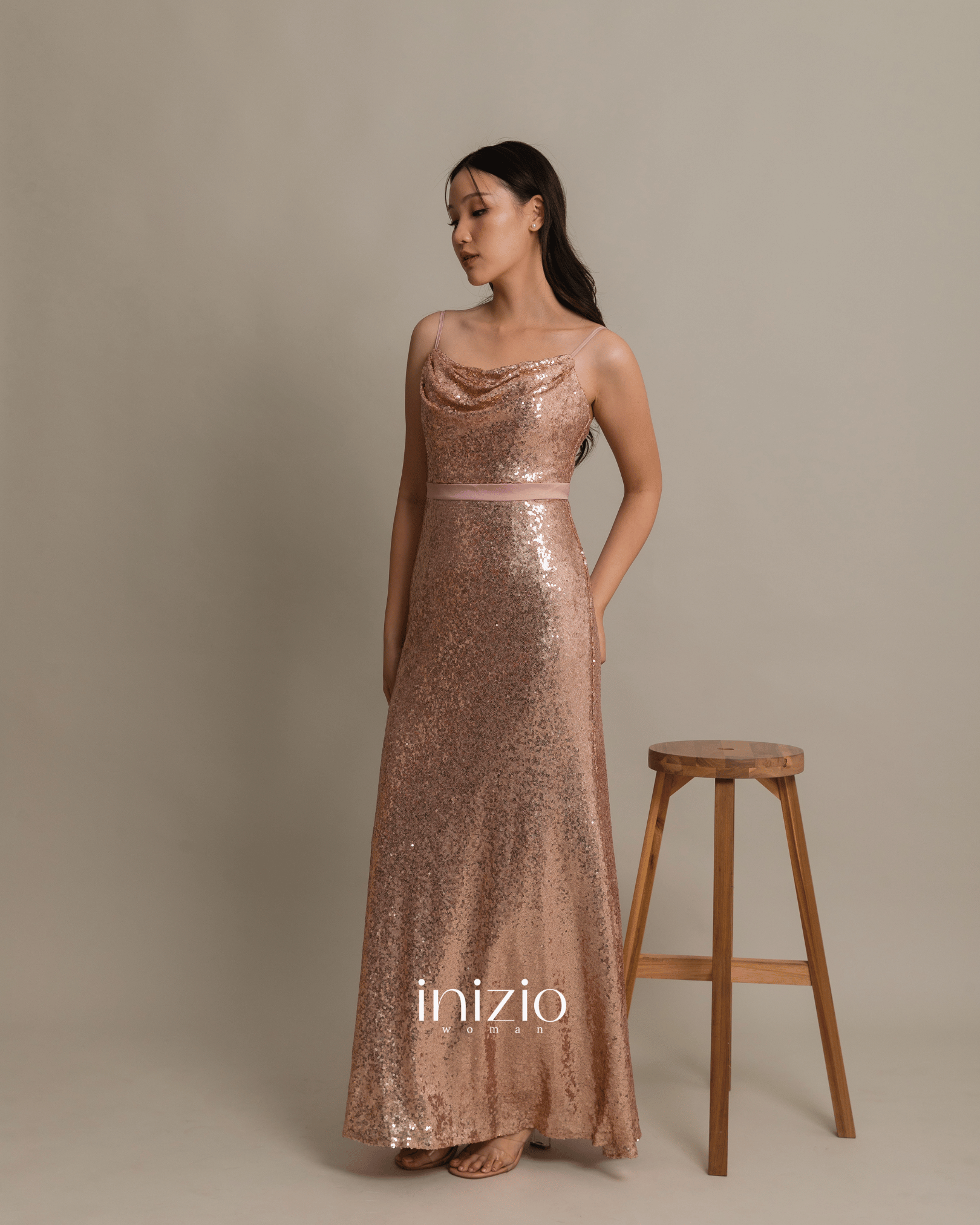 Ava Sequin dress in Rose Gold