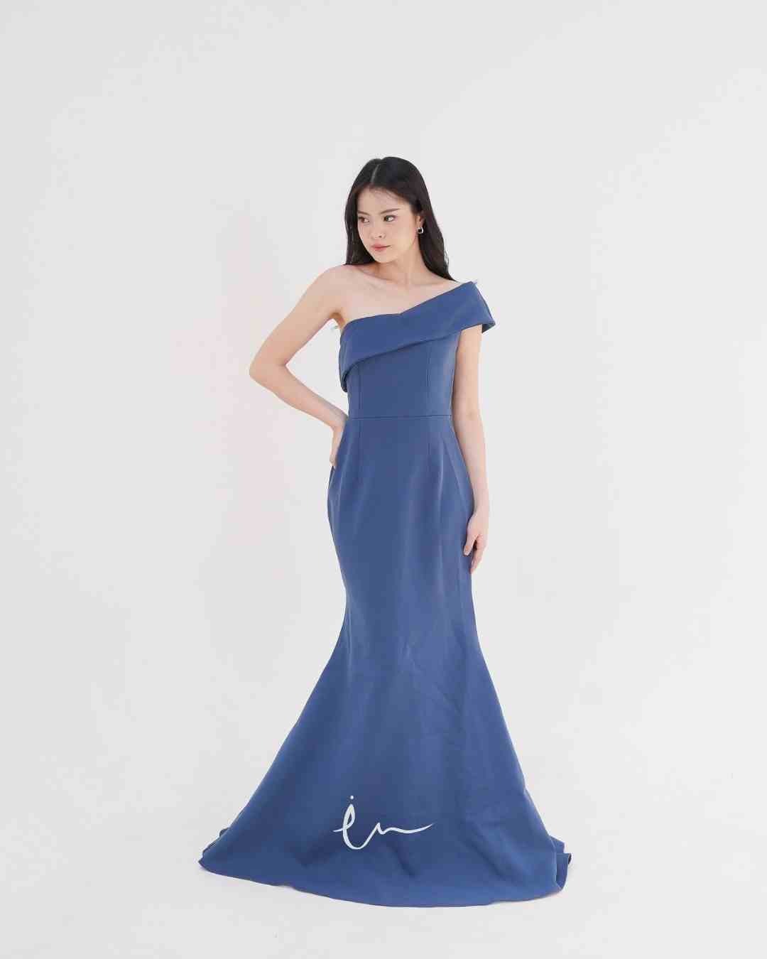 Royale One Shoulder Blue Gown