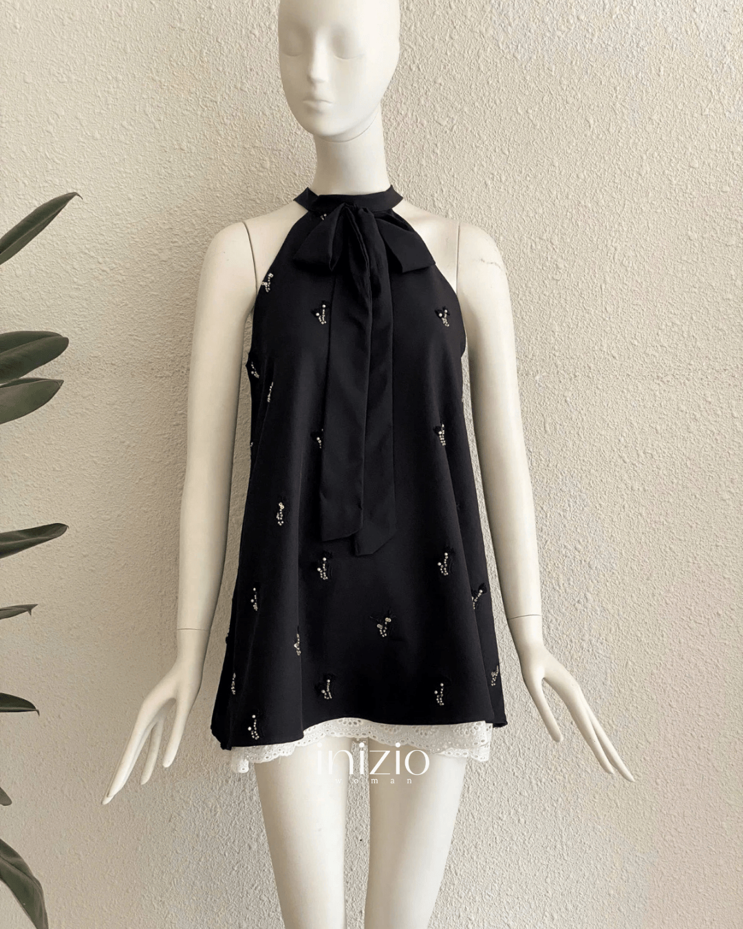 Fuyama Ribbon Mini Black dress