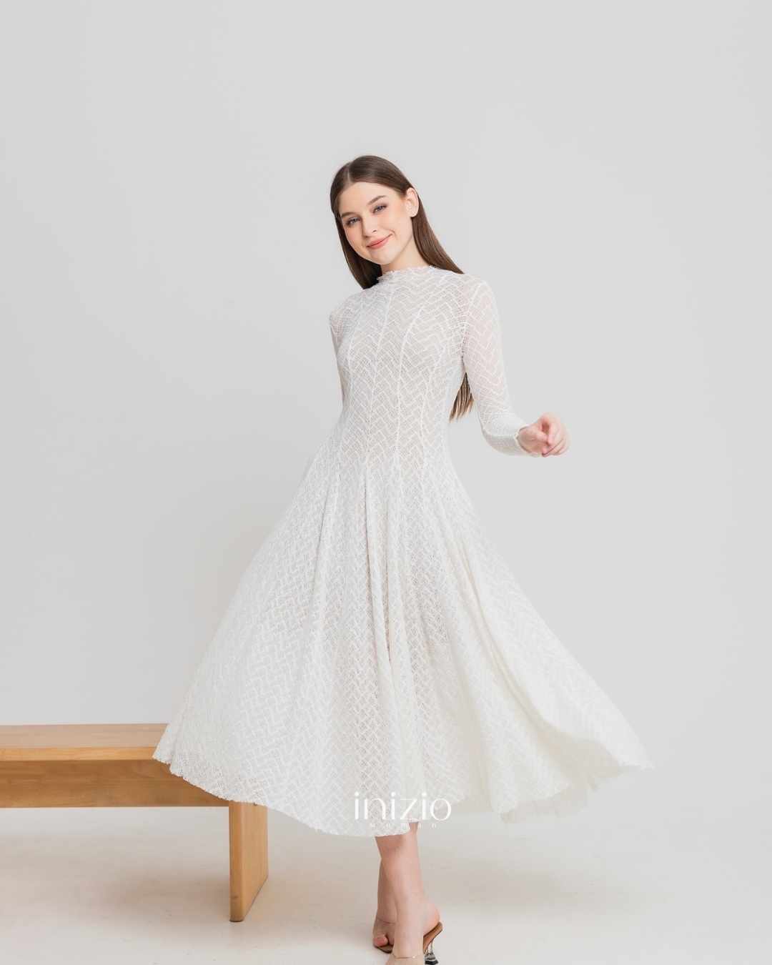 Danica lacey dress in White