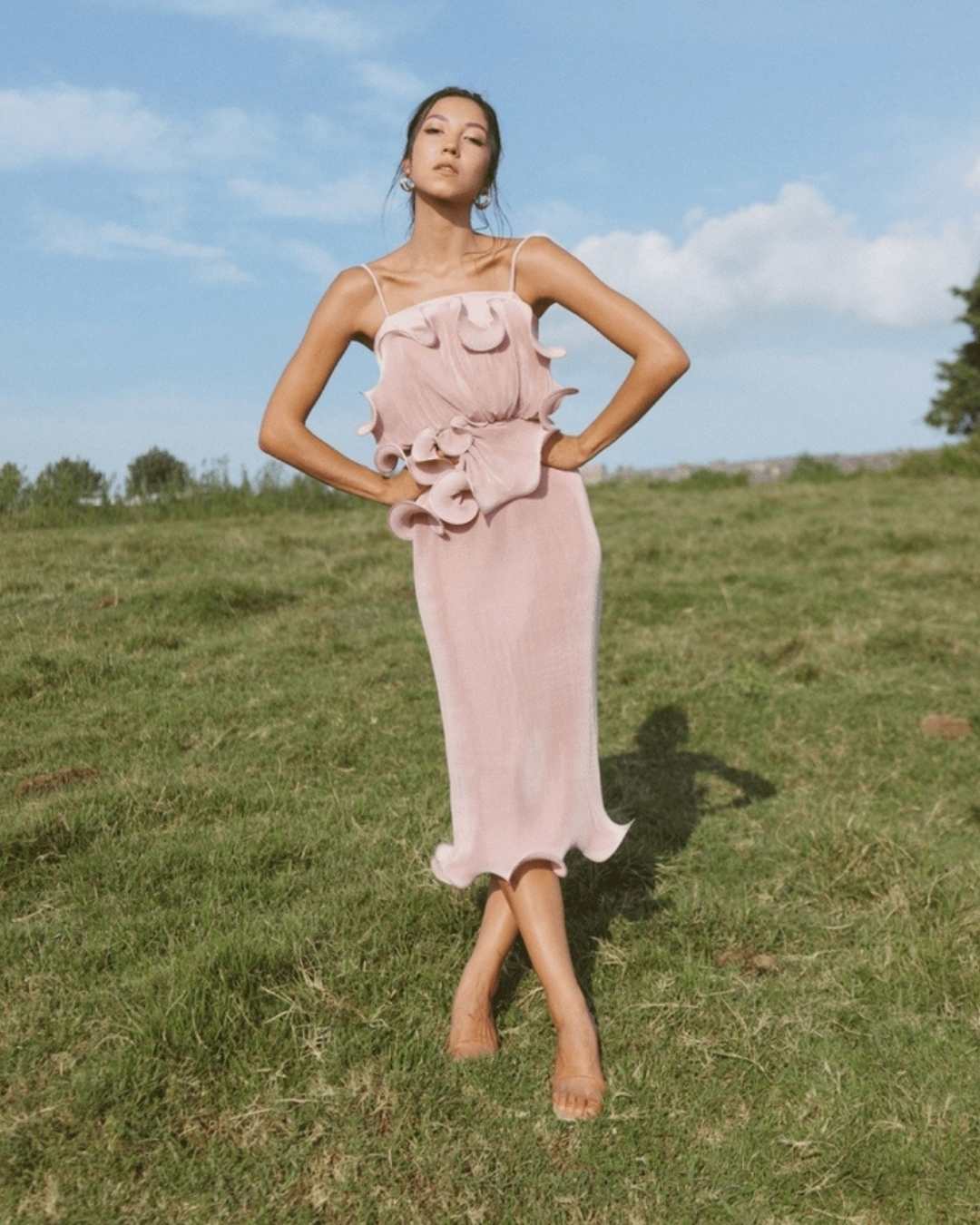 Lena Pleats dress in Pink